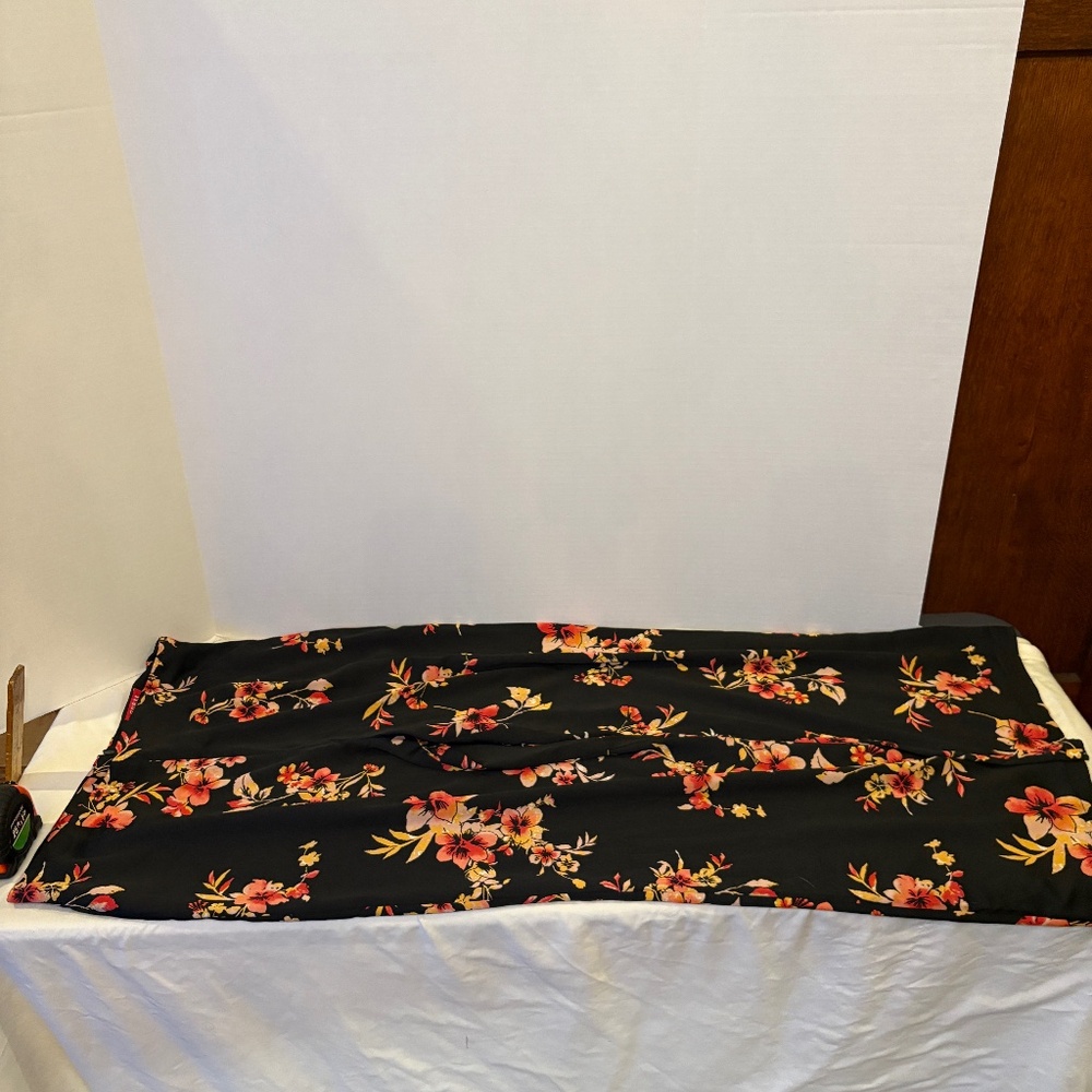 Guess LA Sz L Black/Orange Floral Wide Leg Palazzo Pants Tropical Resort/Beach